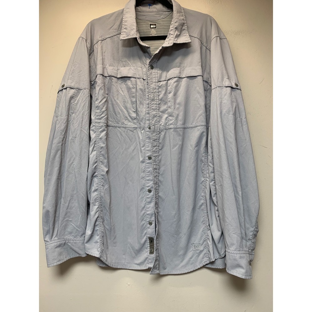 REI Sahara Button Down Shirt Mens XL Light Blue Excellent Ventilated Hiking